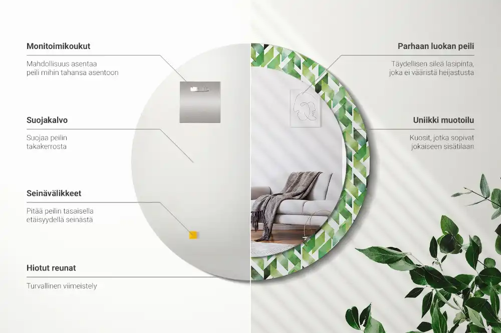 Miroir rond imprimé motif chevron