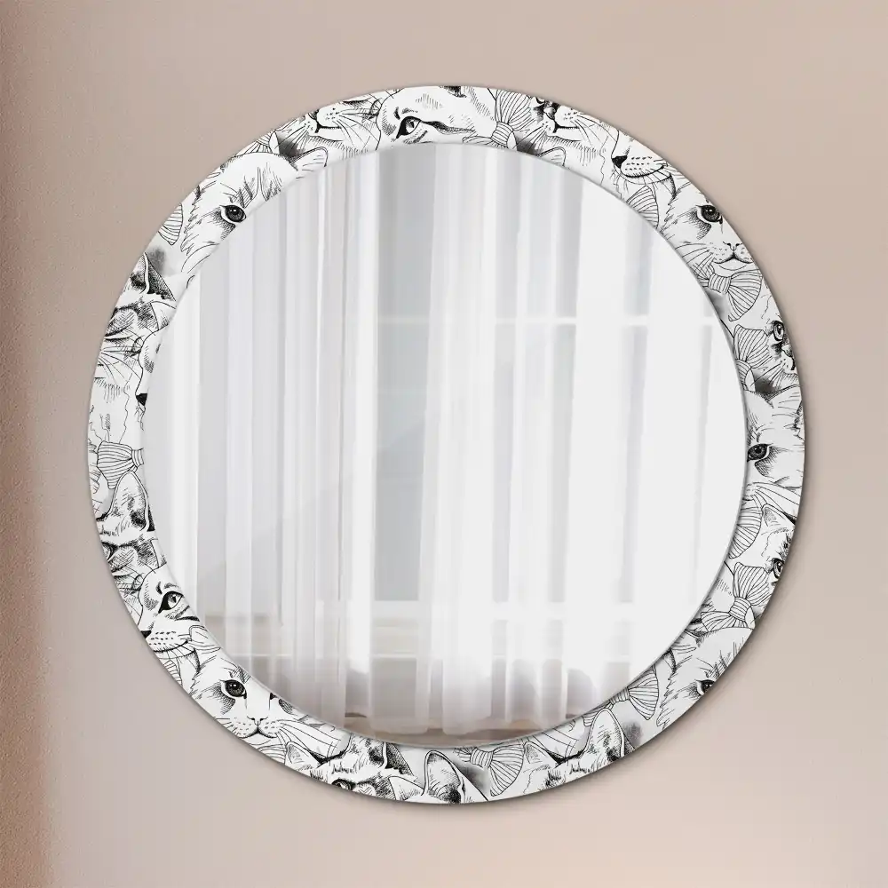 Miroir rond avec décoration chatons