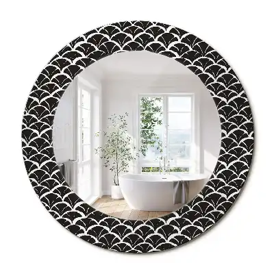 Miroir rond cadre imprimé écailles asiatiques