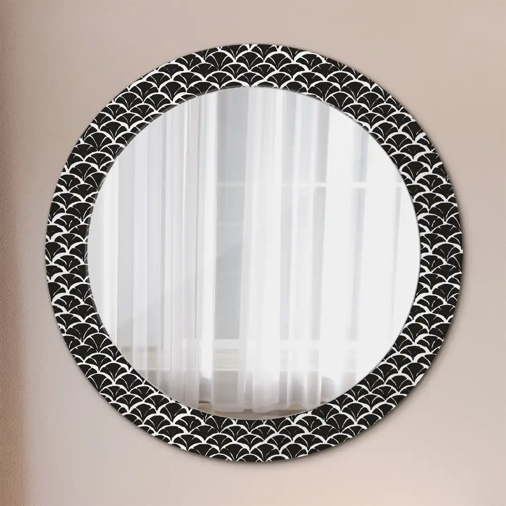 Miroir rond cadre imprimé écailles asiatiques