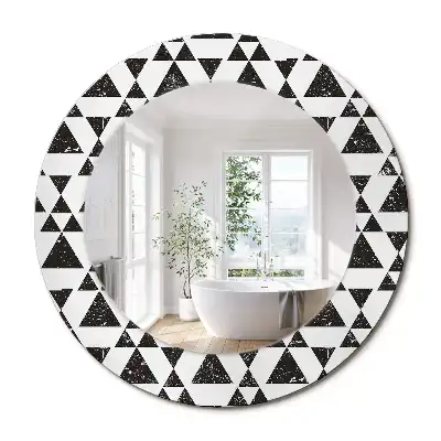 Miroir rond cadre imprimé géométrie triangulaire