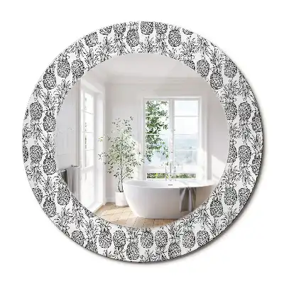 Miroir rond cadre avec impression ananas