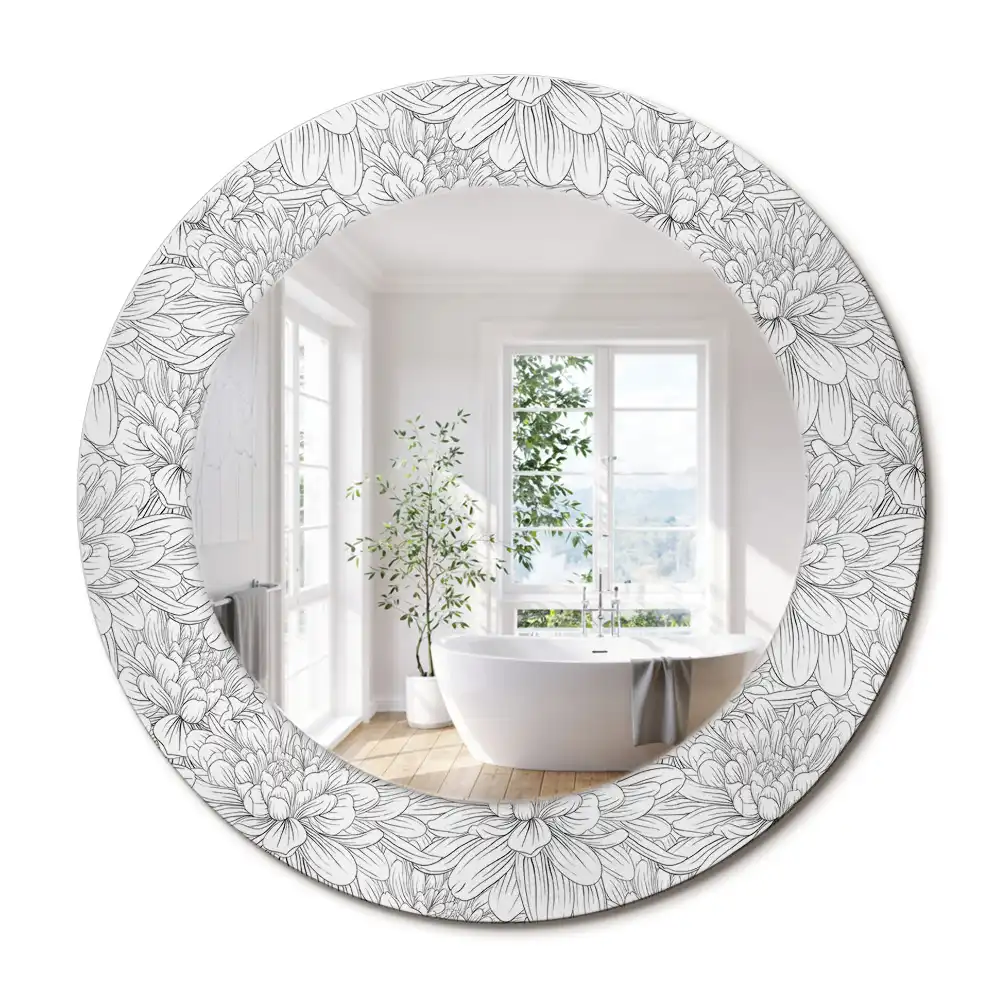 Miroir rond imprimé lotus