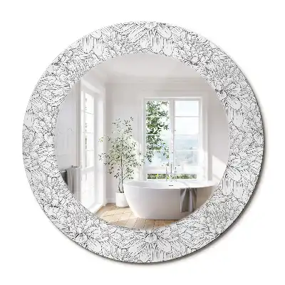 Miroir rond imprimé lotus