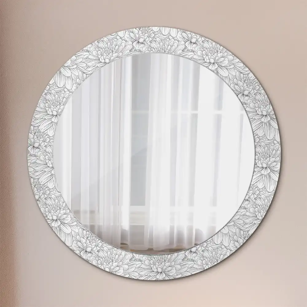 Miroir rond imprimé lotus