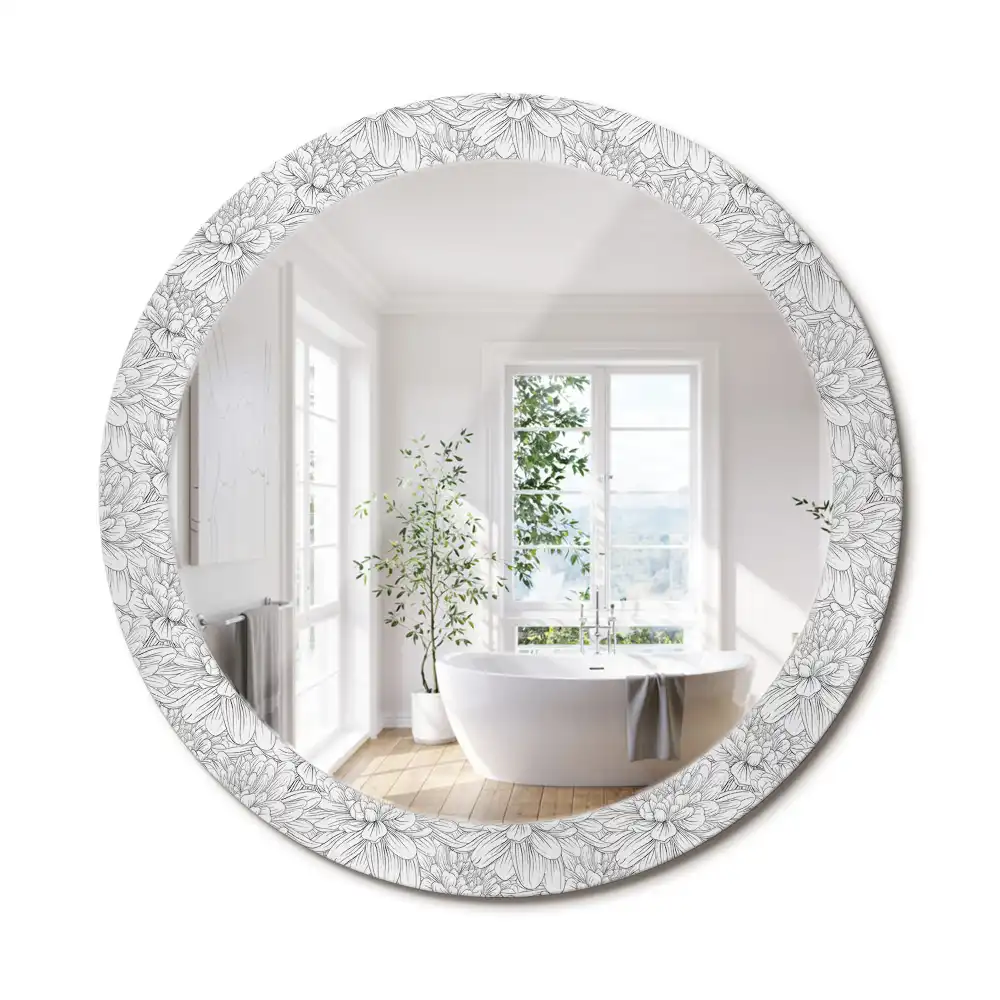 Miroir rond imprimé lotus