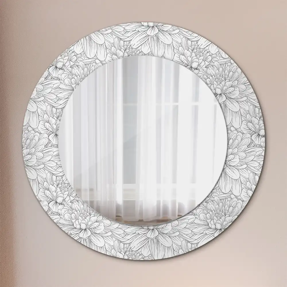 Miroir rond imprimé lotus