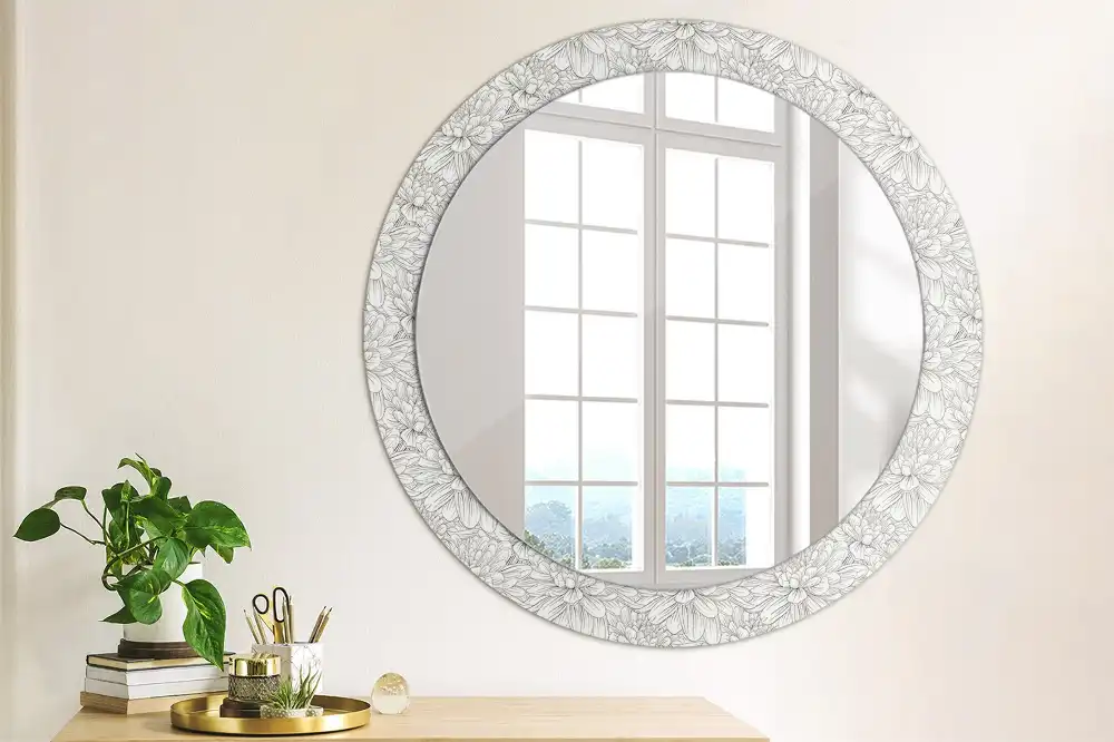 Miroir rond imprimé lotus