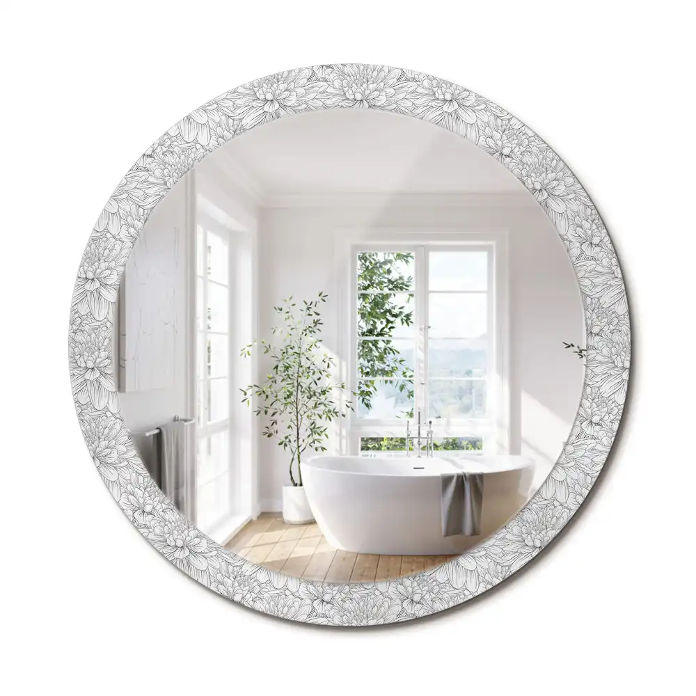 Miroir rond imprimé lotus