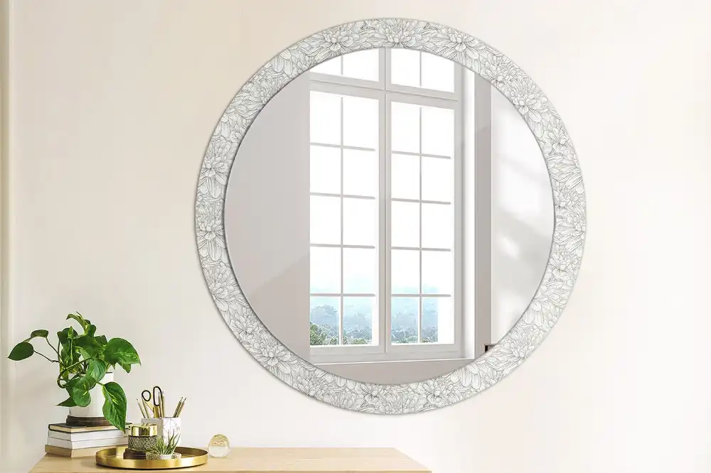 Miroir rond imprimé lotus