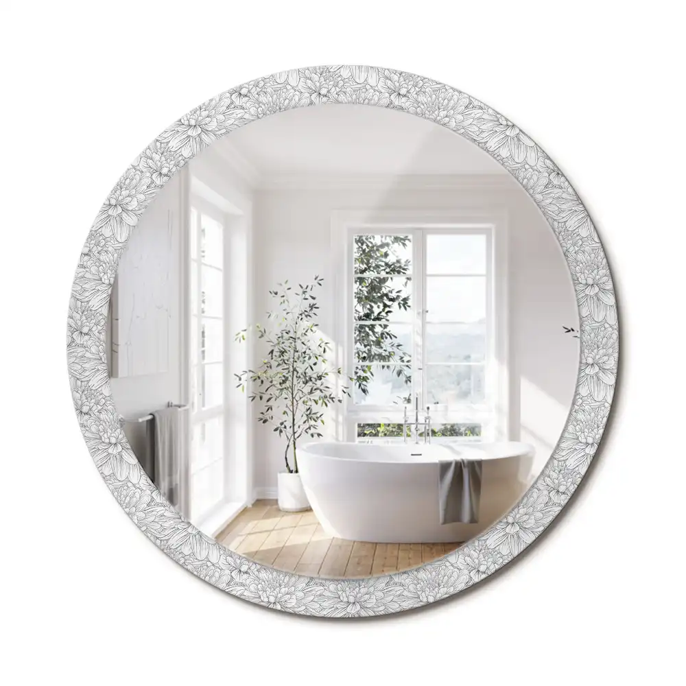 Miroir rond imprimé lotus