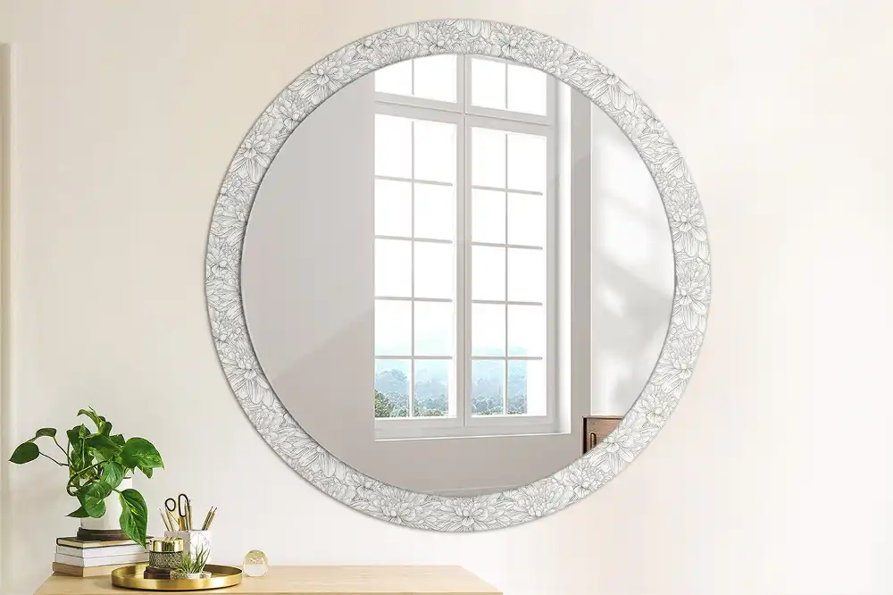 Miroir rond imprimé lotus