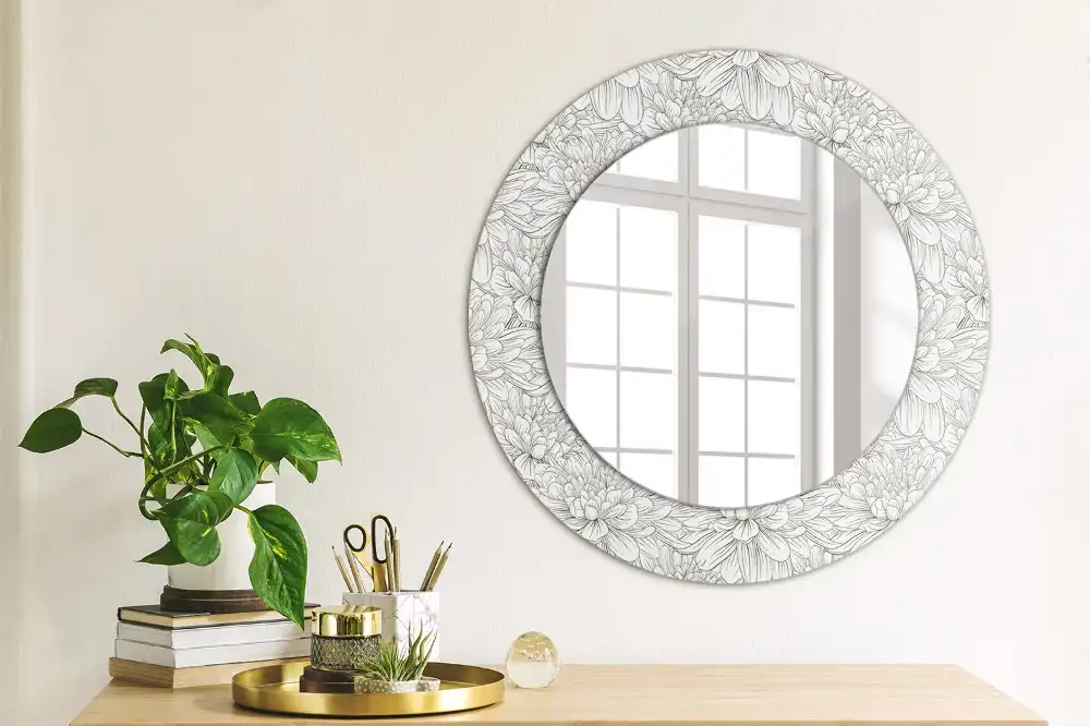 Miroir rond imprimé lotus