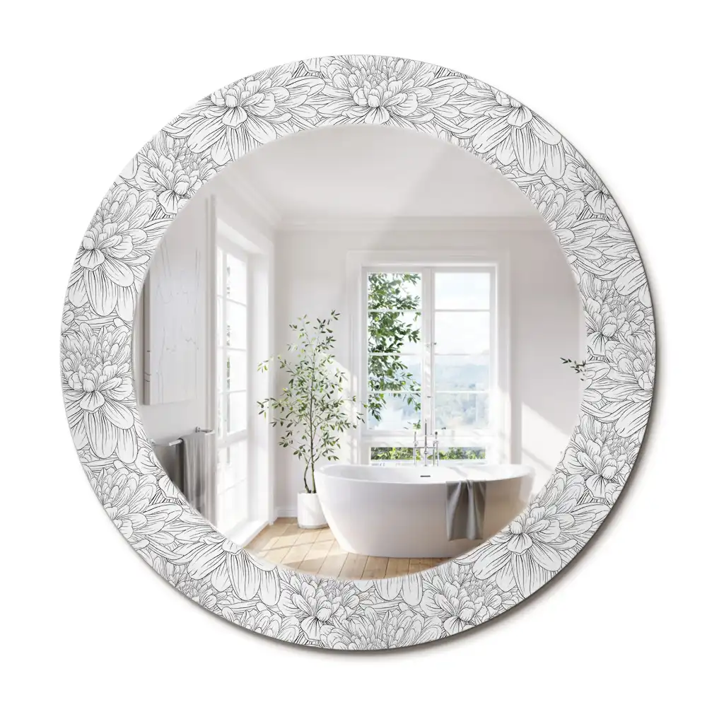 Miroir rond imprimé lotus