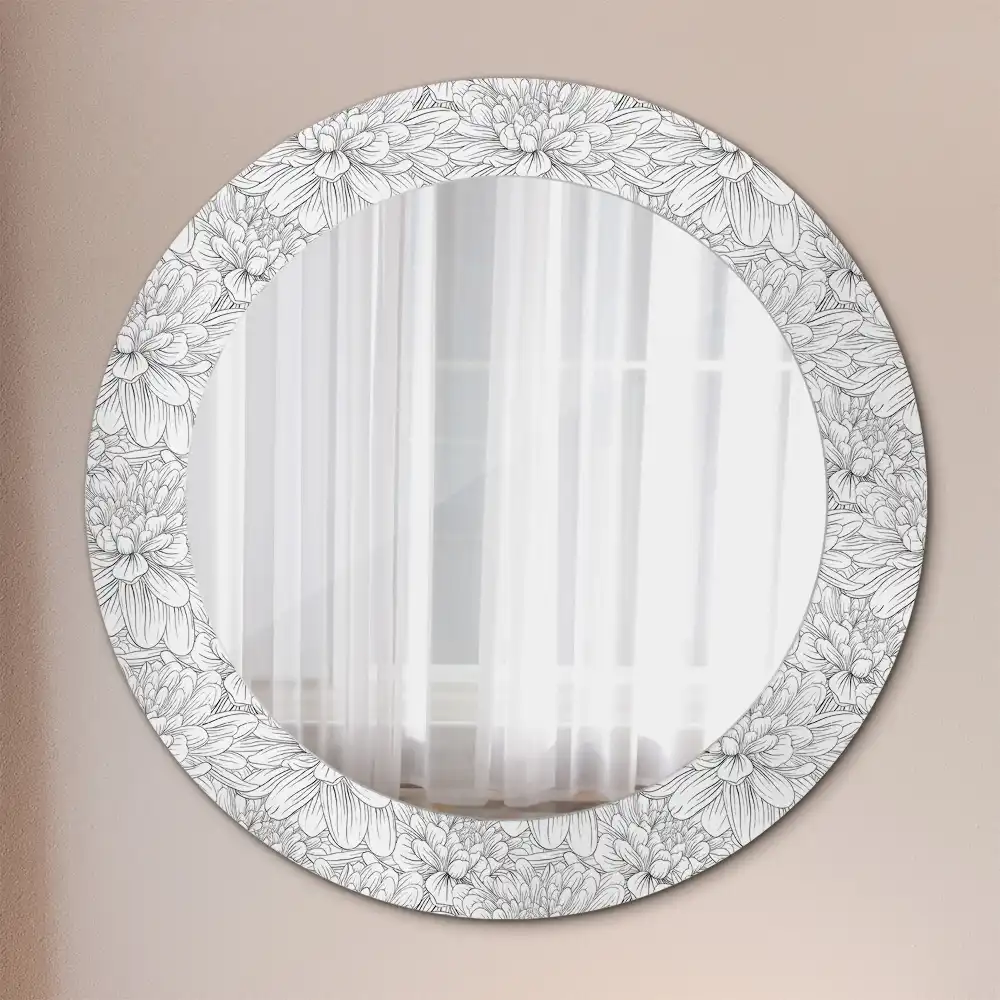 Miroir rond imprimé lotus