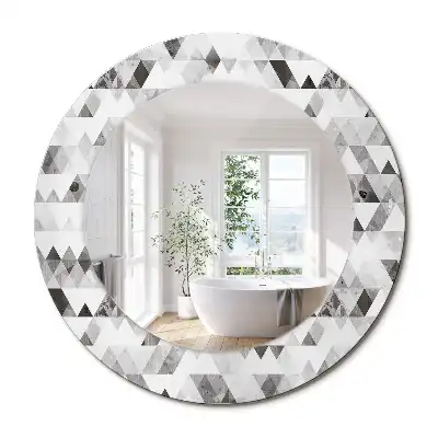 Miroir rond imprimé formes triangulaires
