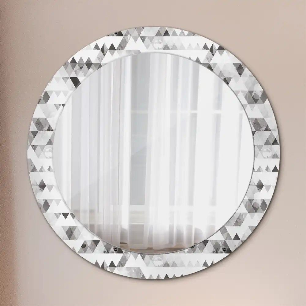 Miroir rond imprimé formes triangulaires