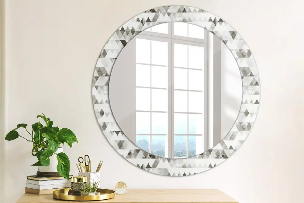 Miroir rond imprimé formes triangulaires