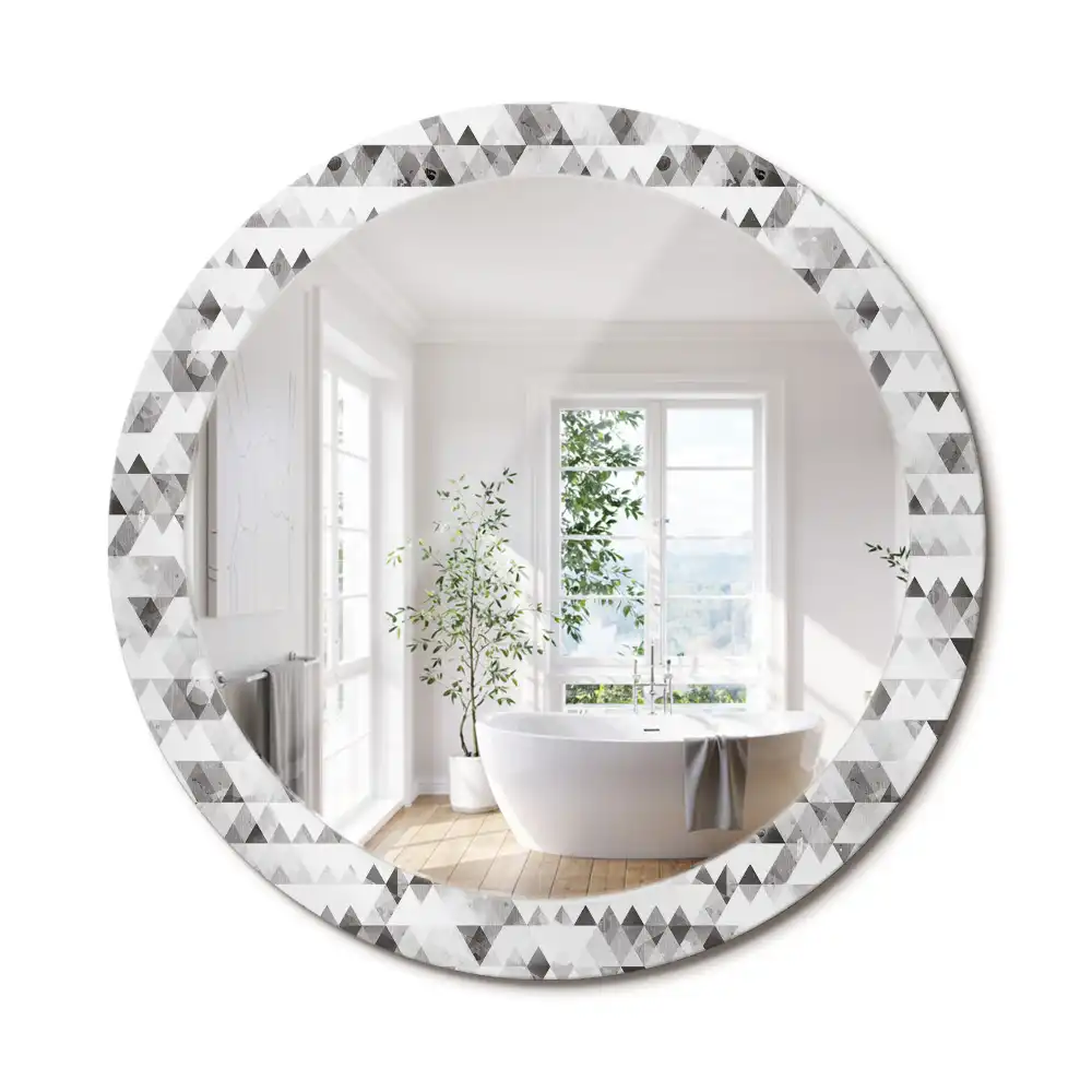 Miroir rond imprimé formes triangulaires