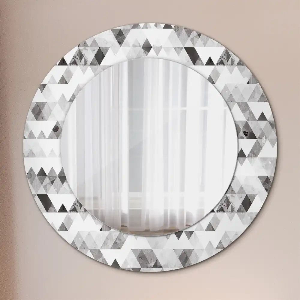 Miroir rond imprimé formes triangulaires