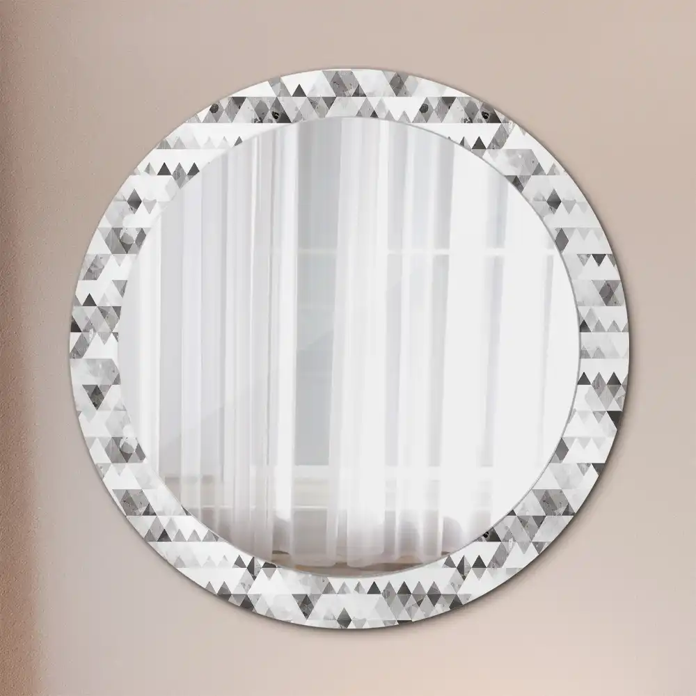 Miroir rond imprimé formes triangulaires