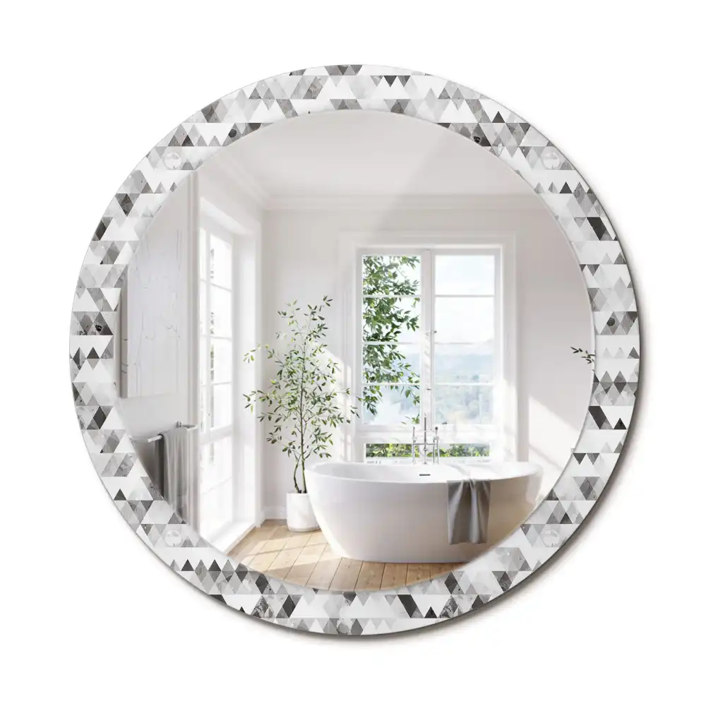 Miroir rond imprimé formes triangulaires