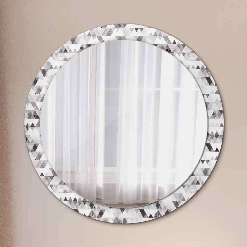 Miroir rond imprimé formes triangulaires