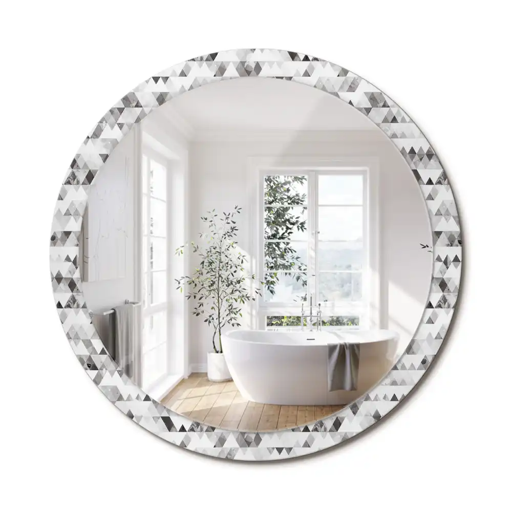 Miroir rond imprimé formes triangulaires