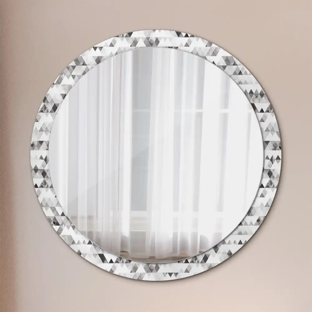 Miroir rond imprimé formes triangulaires