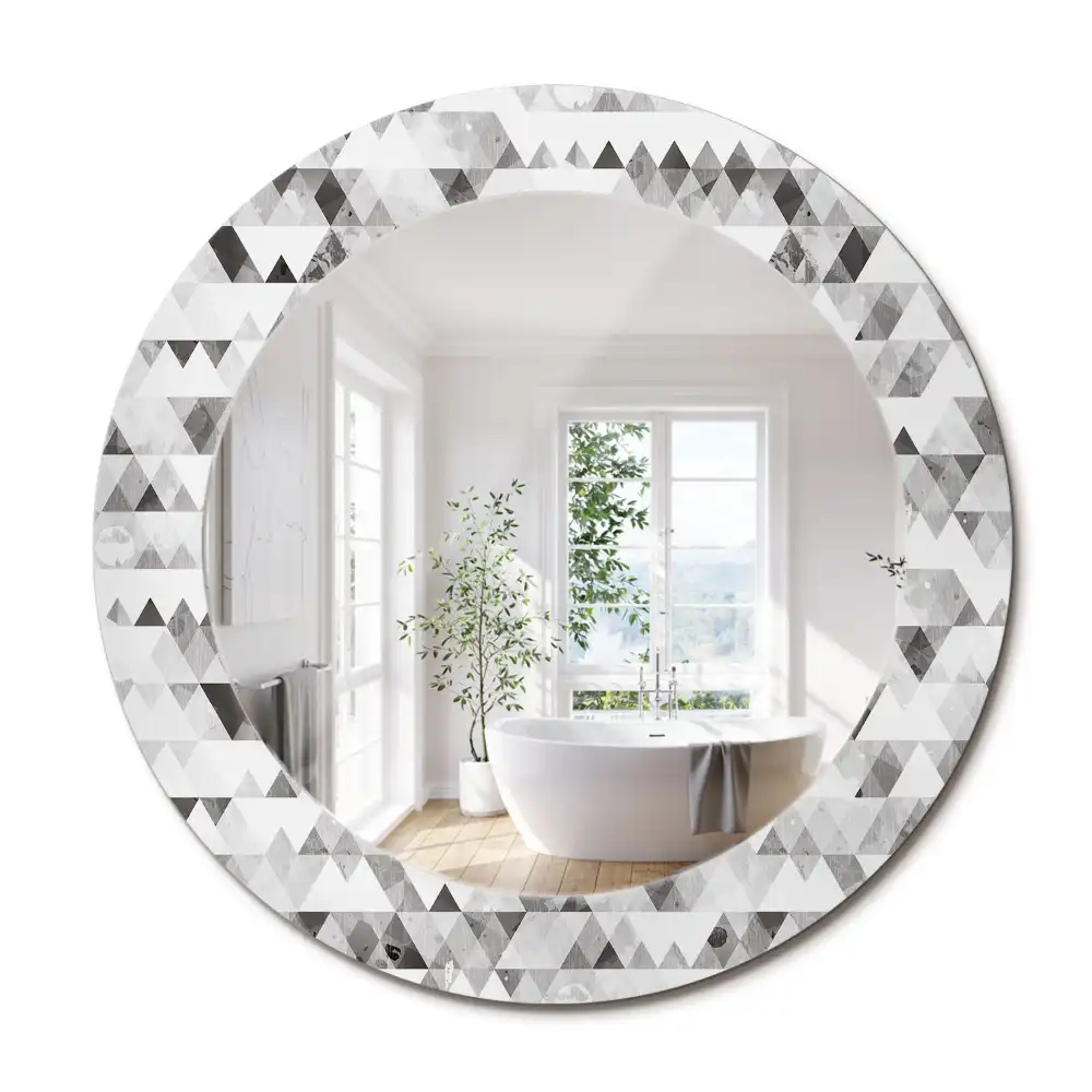 Miroir rond imprimé formes triangulaires