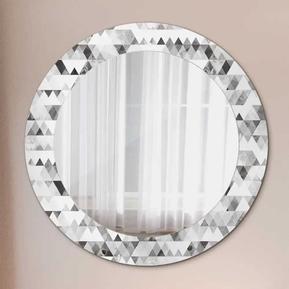 Miroir rond imprimé formes triangulaires