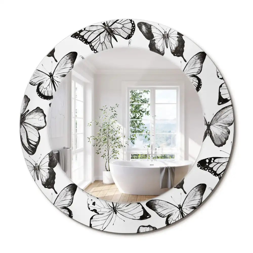 Miroir rond imprimé papillons