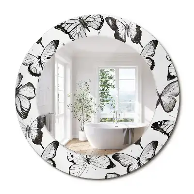 Miroir rond imprimé papillons