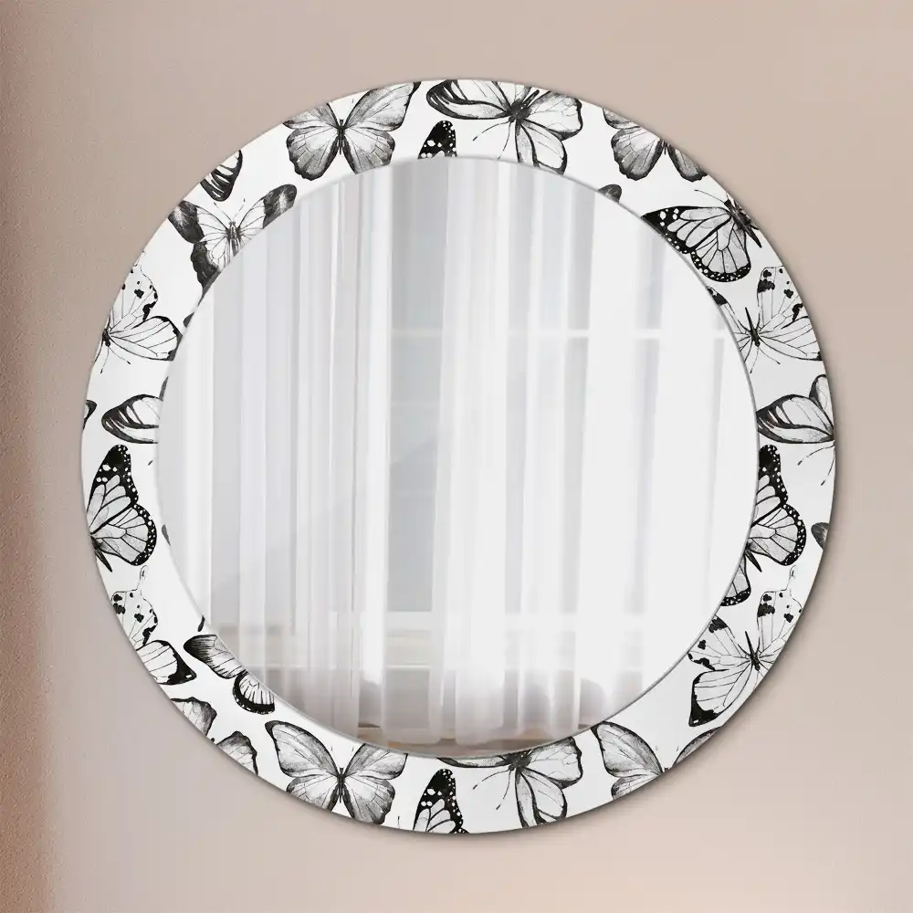 Miroir rond imprimé papillons