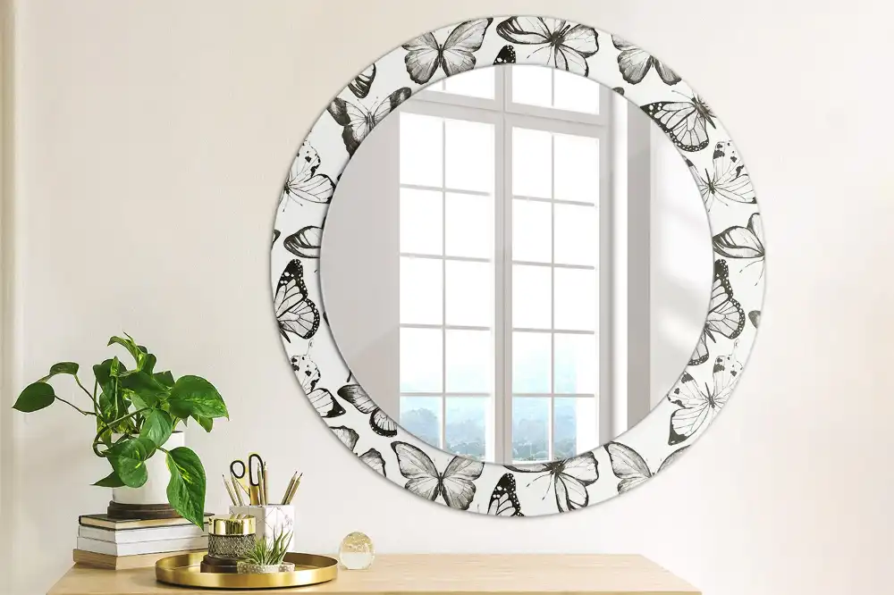 Miroir rond imprimé papillons