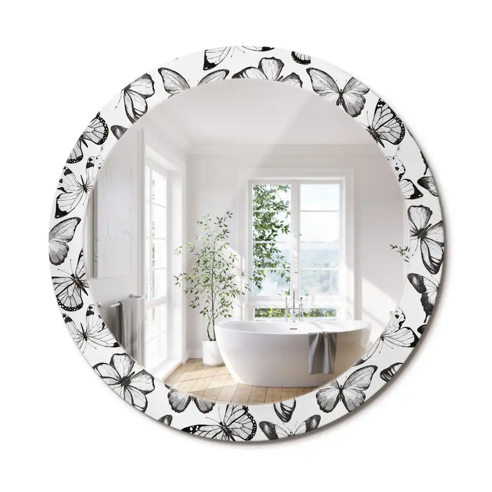 Miroir rond imprimé papillons