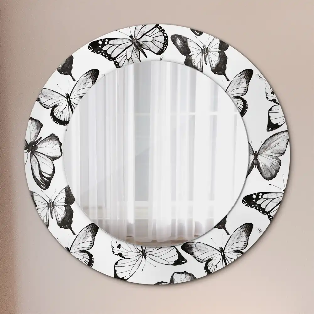 Miroir rond imprimé papillons