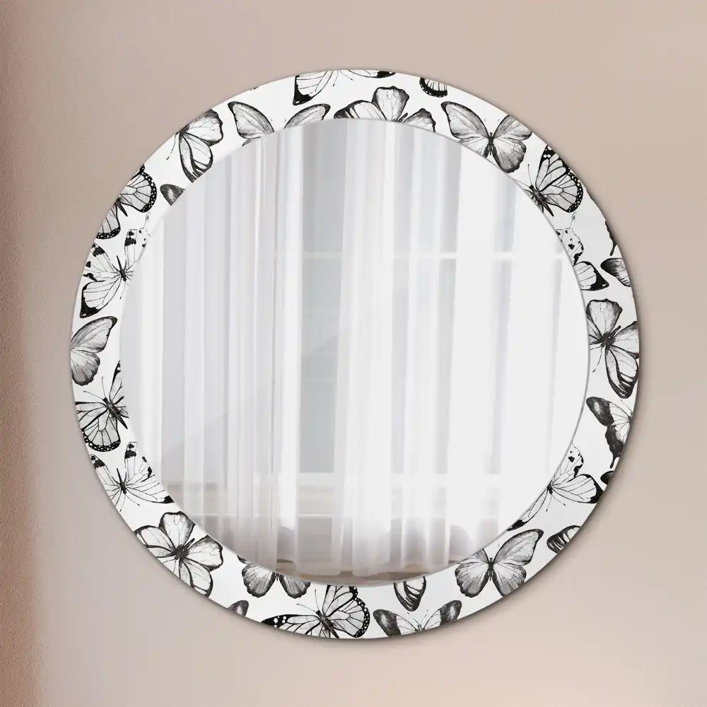 Miroir rond imprimé papillons