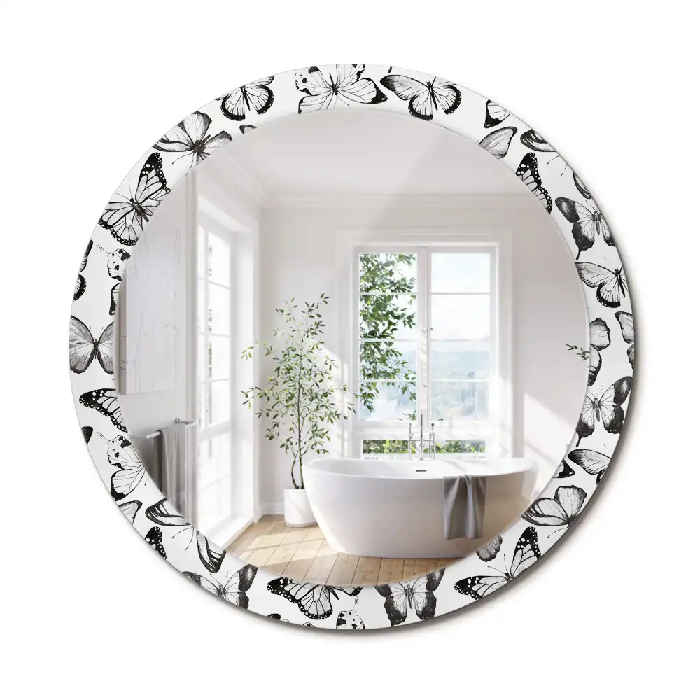 Miroir rond imprimé papillons