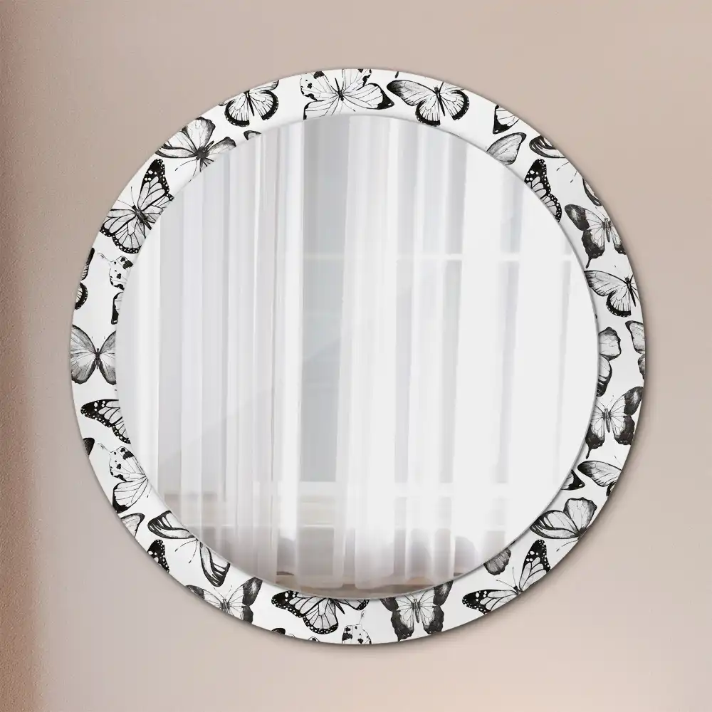 Miroir rond imprimé papillons
