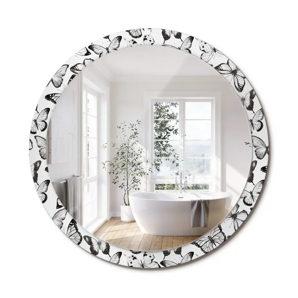 Miroir rond imprimé papillons