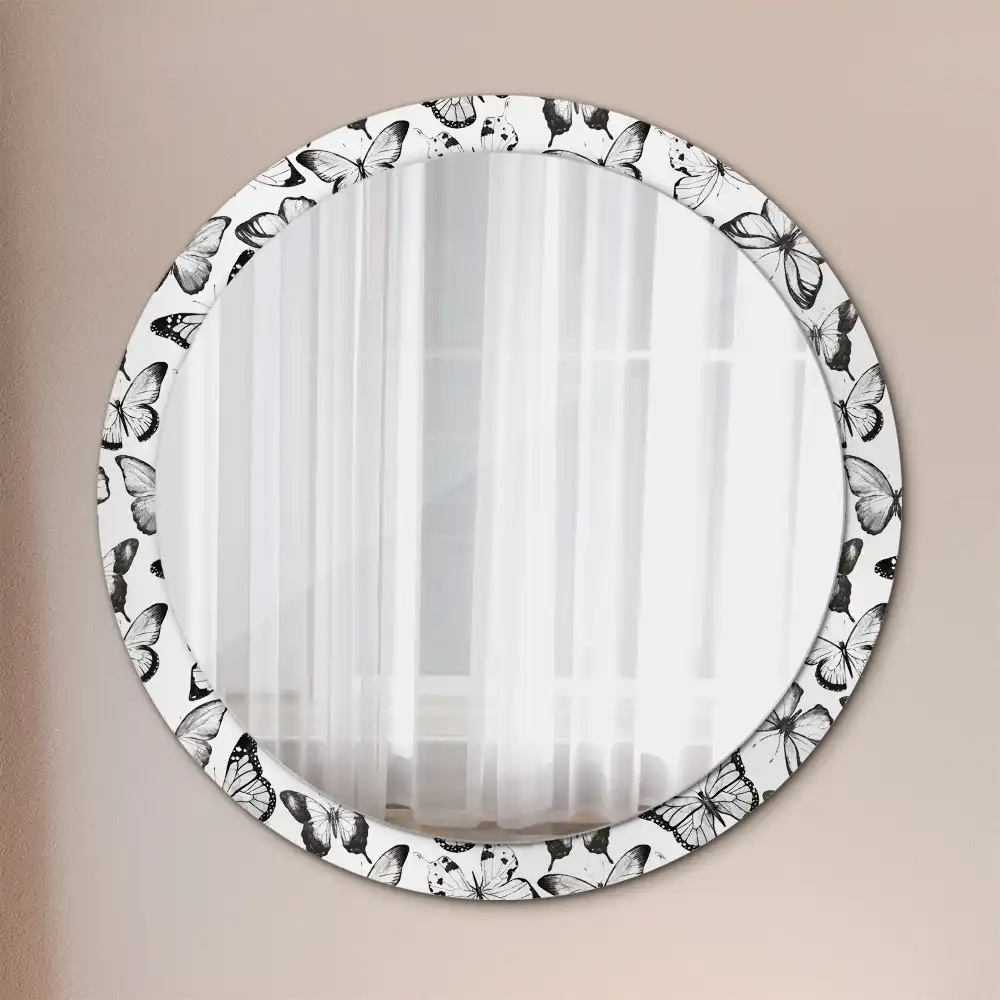 Miroir rond imprimé papillons