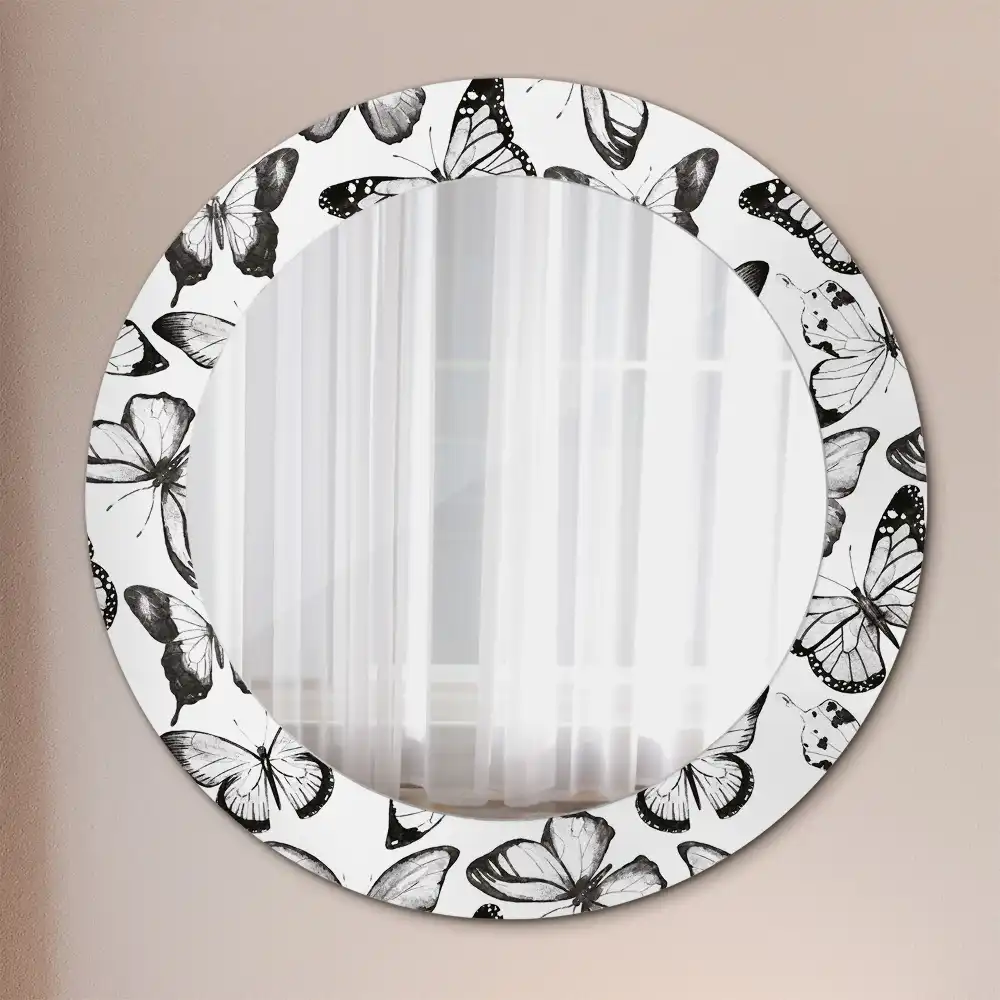 Miroir rond imprimé papillons