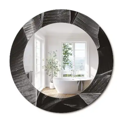 Miroir rond cadre imprimé palmiers tropicaux