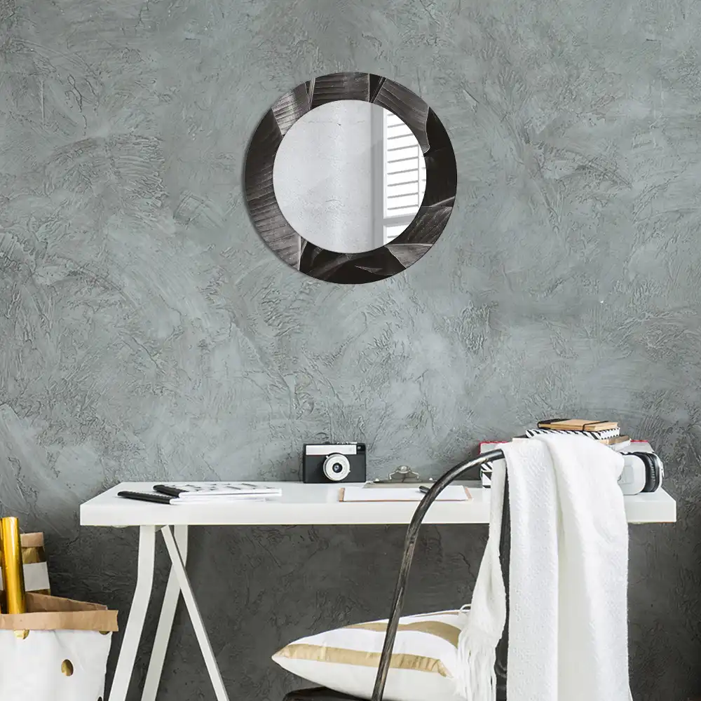 Miroir rond cadre imprimé palmiers tropicaux