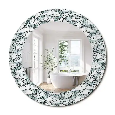 Miroir rond cadre imprimé nuages