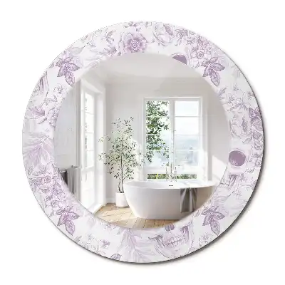 Miroir rond imprimé crânes humains