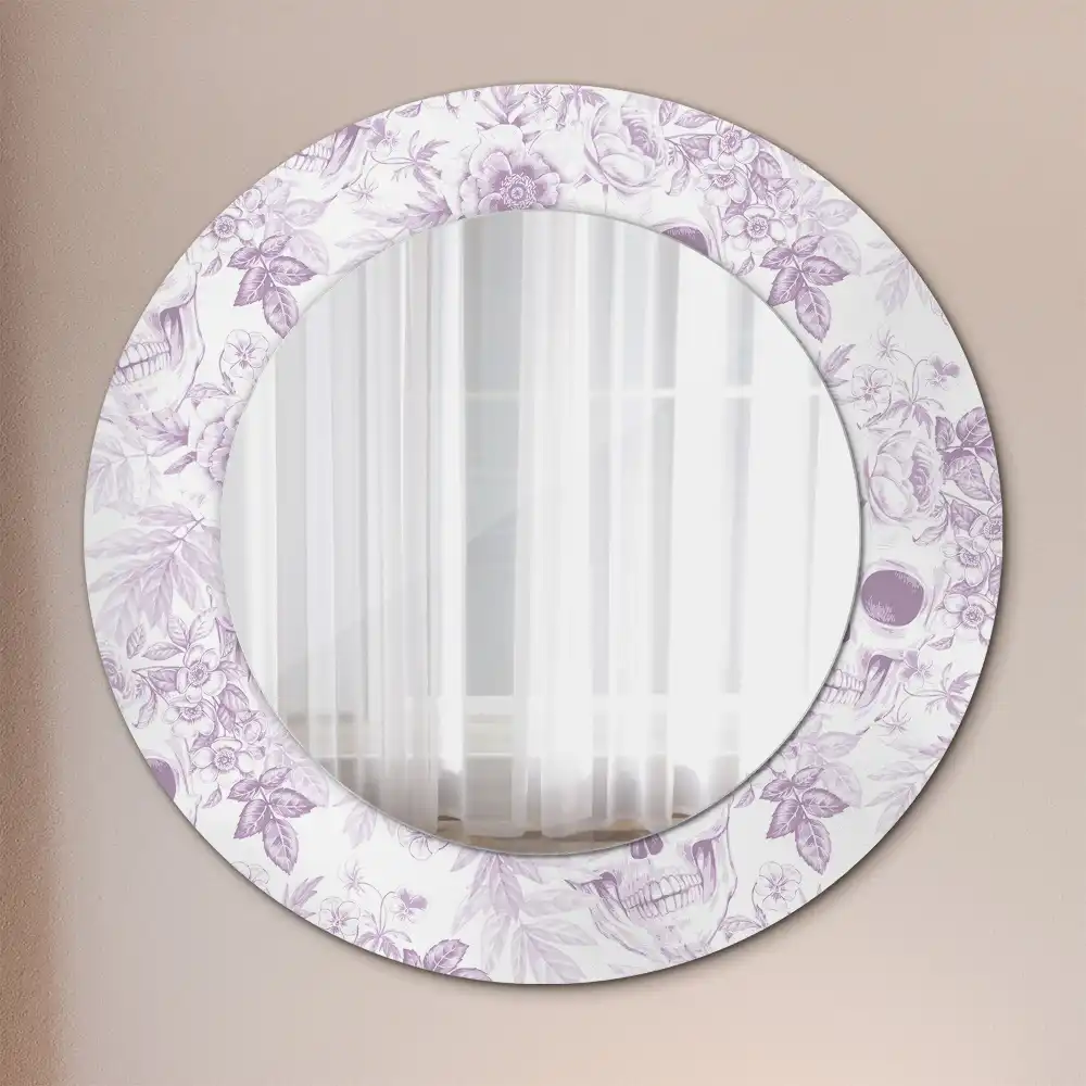 Miroir rond imprimé crânes humains