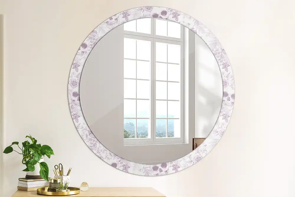 Miroir rond imprimé crânes humains