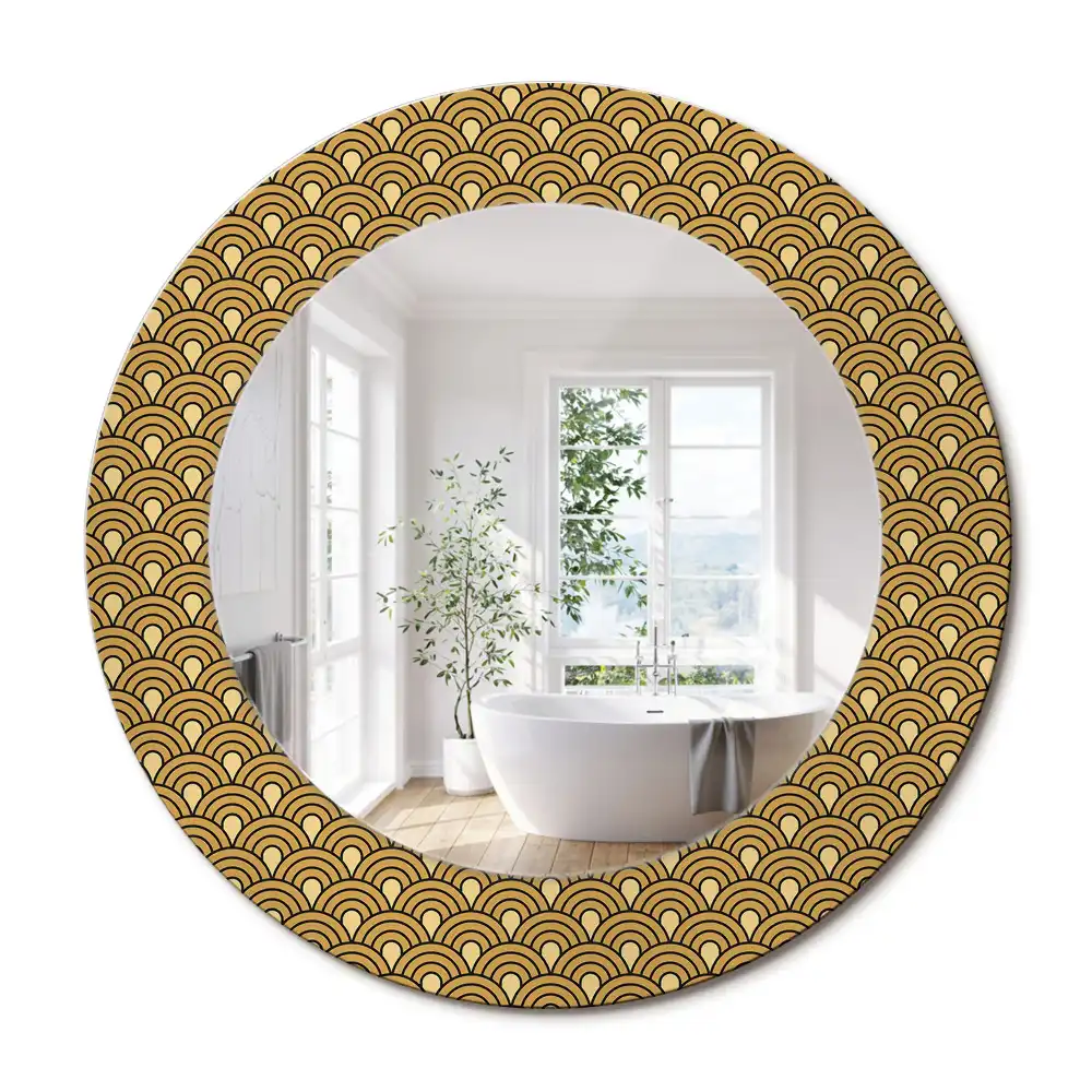 Miroir rond imprimé motif rétro